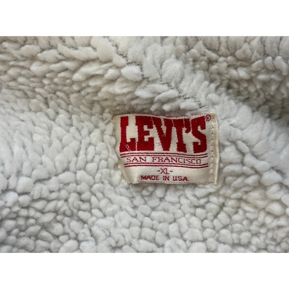 Vintage Levis Sherpa denim trucker Jacket Mens XL Made USA Distressed - Picture 9 of 10